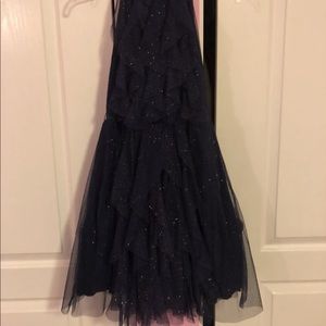 Navy Tulle Halter Dress